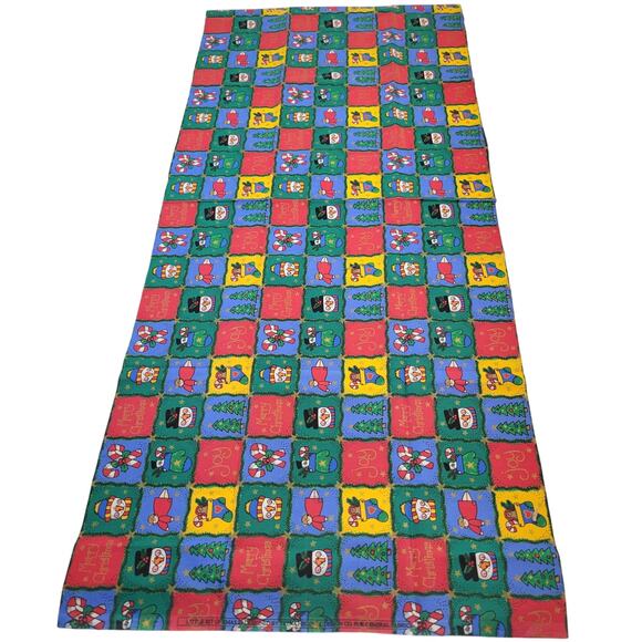 Cotton Fabric Christmas Squares Snowman Tree Candy Cane Joy 18 x 44” Holiday - Picture 11 of 14